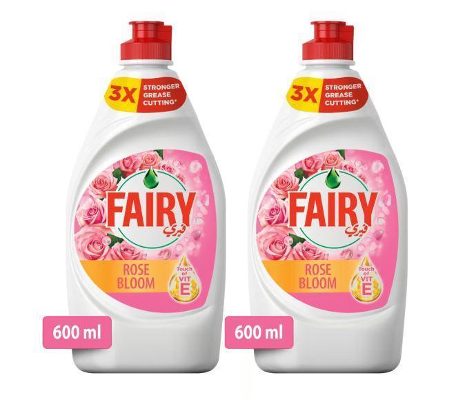 Fairy Rose Bloom, Dish Washing Liquid Soap - 600 ml (Dual Pack)