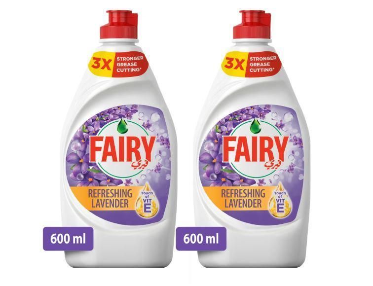 Fairy Refreshing Lavender, Dish Washing Liquid Soap - 600 ml (Dual Pack)