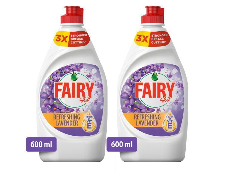 Fairy Refreshing Lavender, Dish Washing Liquid Soap - 600 ml (Dual Pack)