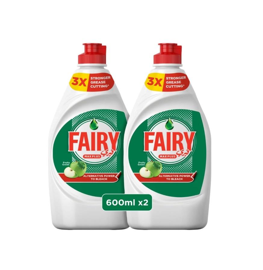 Fairy Plus Original with Alternative Power to Bleach, Dish Washing Liquid Soap - 600 ml (Dual Pack)