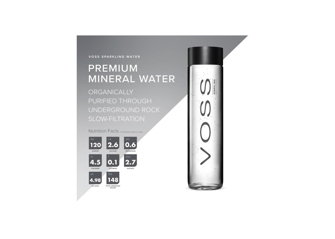 Voss Sparkling Water, Glass bottle - 375 ml x 24