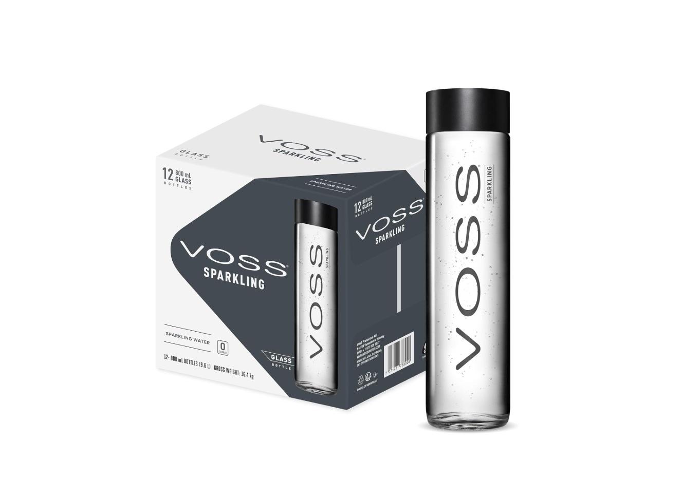 Voss Sparkling Water, Glass bottle - 800 ml x 12
