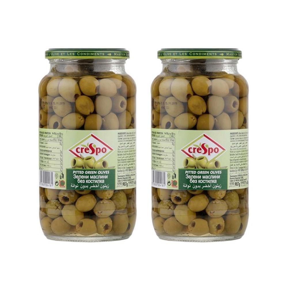 Crespo Pitted Green Olives, Jar - 907g