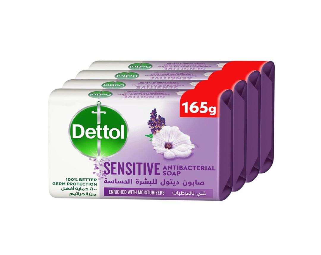 Dettol Antibacterial Sensitive Bar Soap - 165g x 4