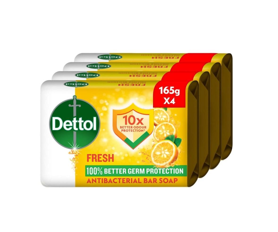 Dettol Antibacterial Zing Bar Soap - 165g x 4