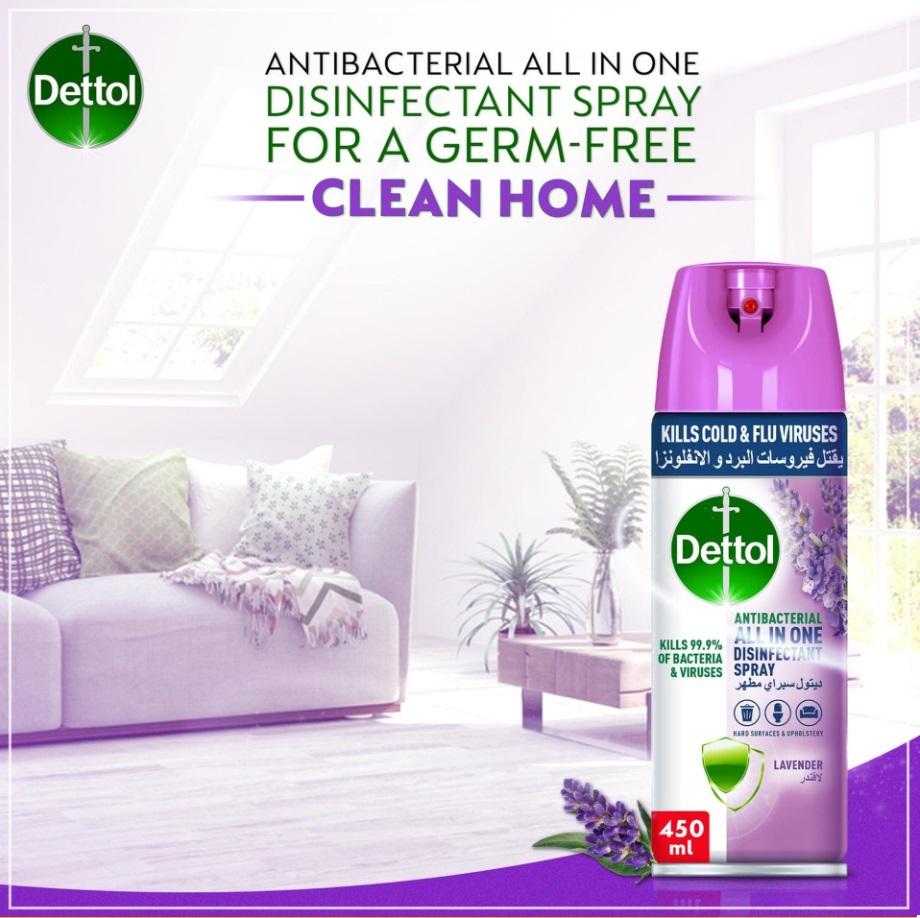 Dettol Disinfectant Spray, Lavender - 450 ml