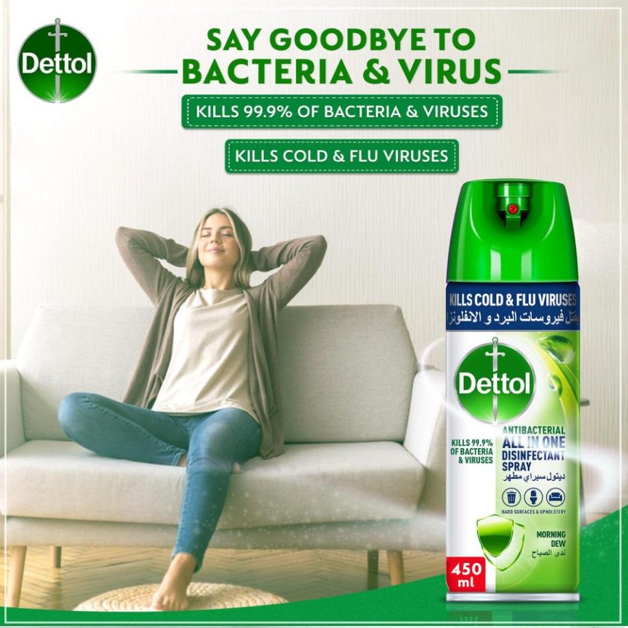 Dettol Disinfectant Spray, Morning Dew - 450 ml