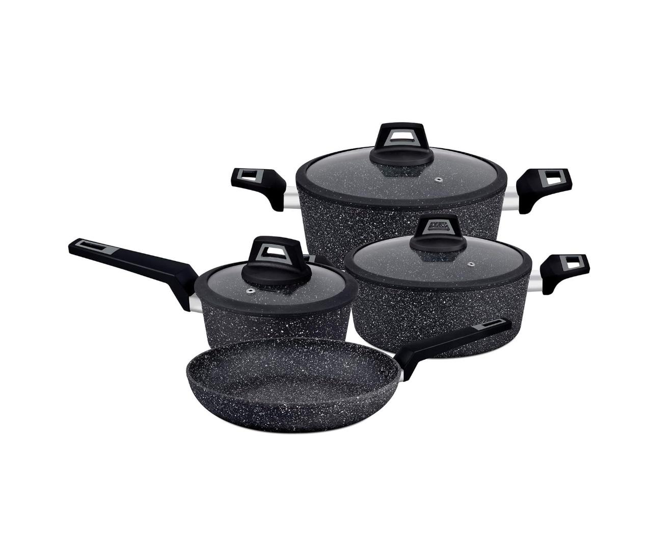 Royalford 7 Pieces Black Chef Art Aluminium Cookware Set, RF9557