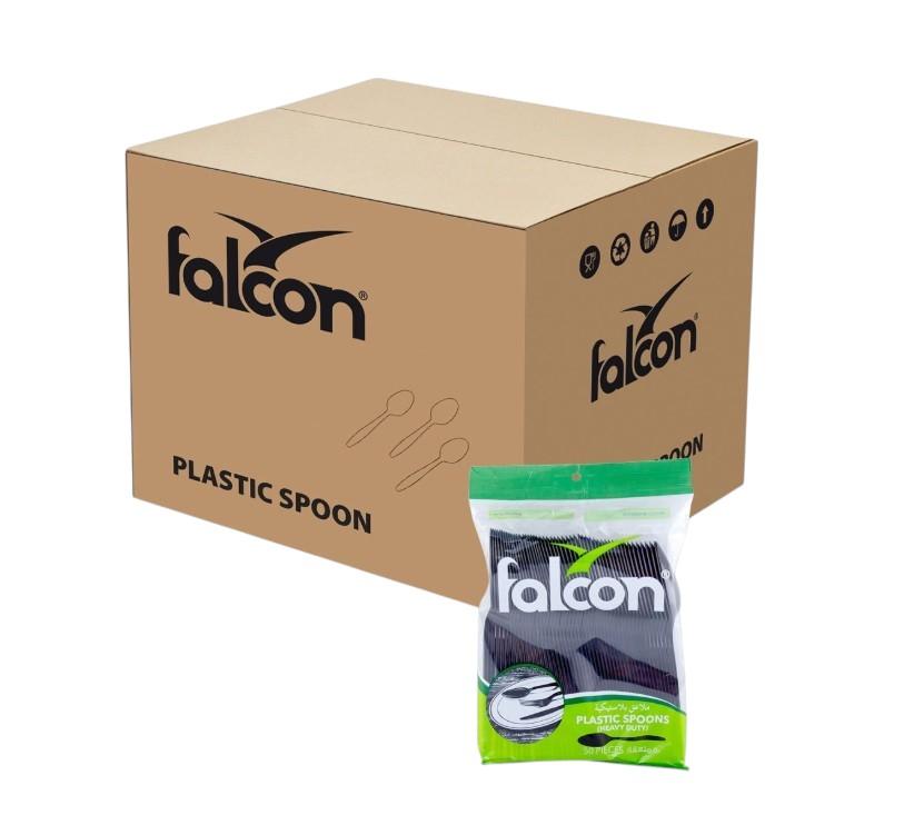 Falcon Heavy Duty Plastic Spoon, Black - 50 pcs
