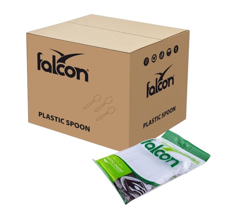 Falcon Plastic Spoon, White - 50 pcs