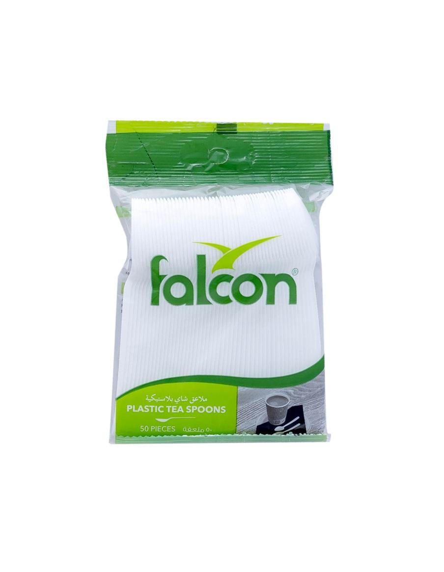 Falcon Plastic Teaspoon, White - 50 pcs
