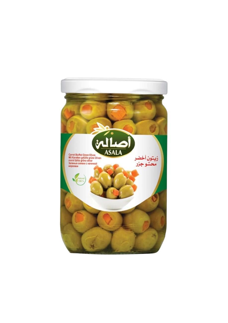 Asala Green Olive Stuffed with Carrot, Glass Bottle - 400g