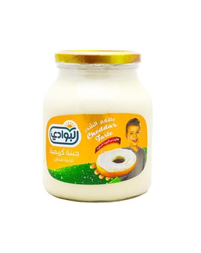 Al Bawadi Cream Cheese Spread (Cheddar), Glass Bottle - 950g
