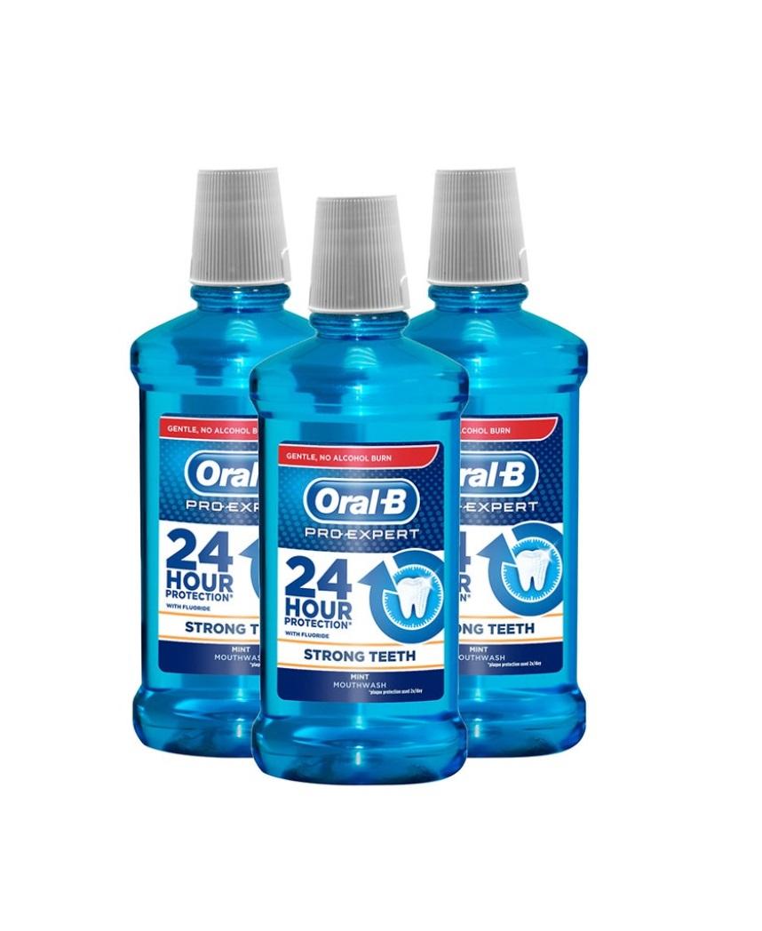 Oral-B Pro-Expert Strong Teeth Mint Mouthwash - 500 ml  (Buy Two Get One Free)