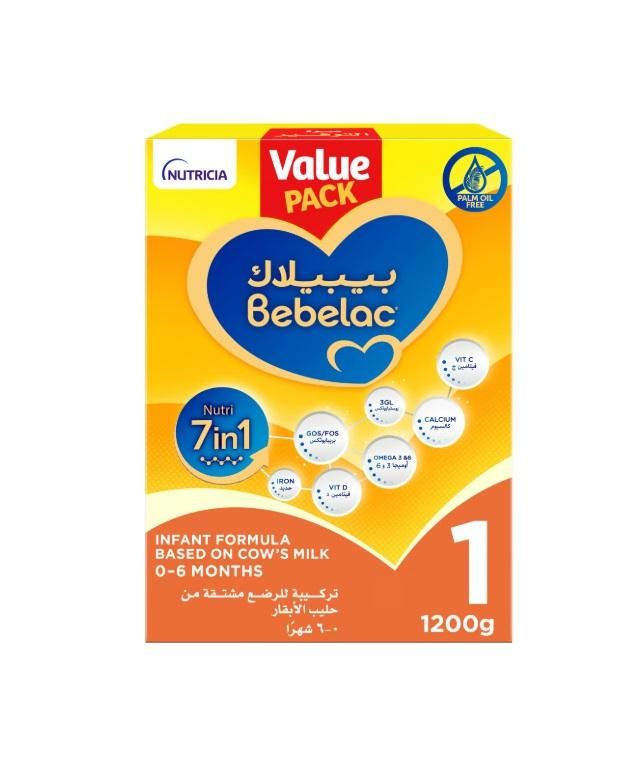Bebelac 1 Nutri 7in1 Infant Milk Formula from Birth to 6 months - Value Pack 1200g