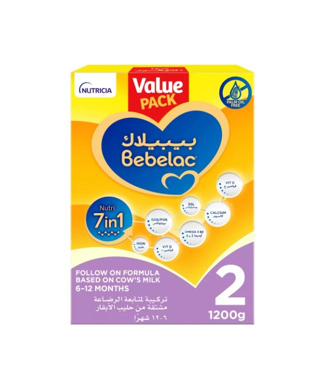 Bebelac 2 Nutri 7in1 Follow On Formula from 6 to 12 months - Value Pack 1200g