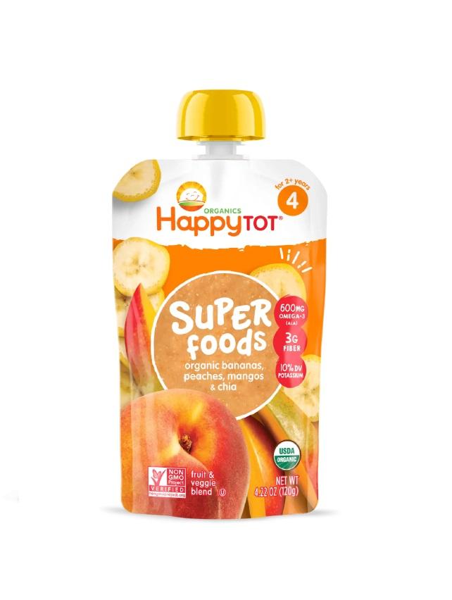 Happy Family Organics Super Foods Stage 4 Banana, Peaches and Mango with Super Chia - 120g