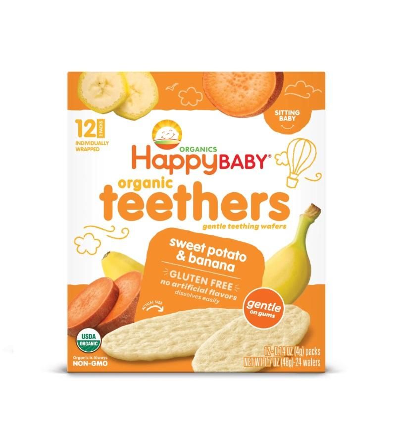 Happy Family Organics Teething Wafers Stage 1 Gentle Teethers Banana and Sweet Potato - 48g