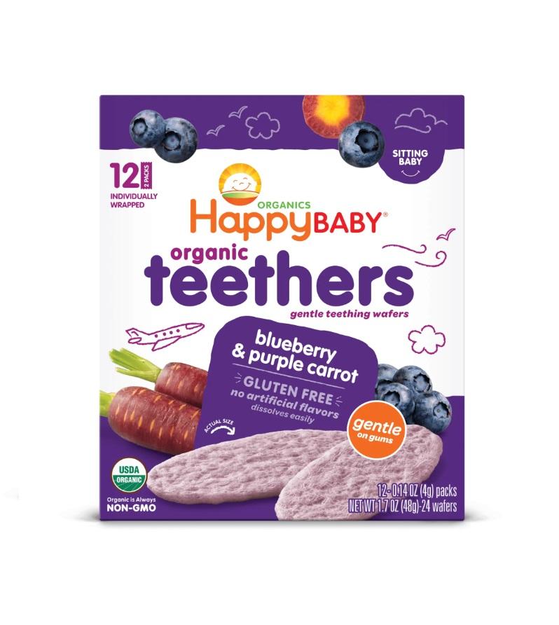 Happy Family Organics Teething Wafers Stage 1 Gentle Teethers Blueberry and Purple Carrot - 48g