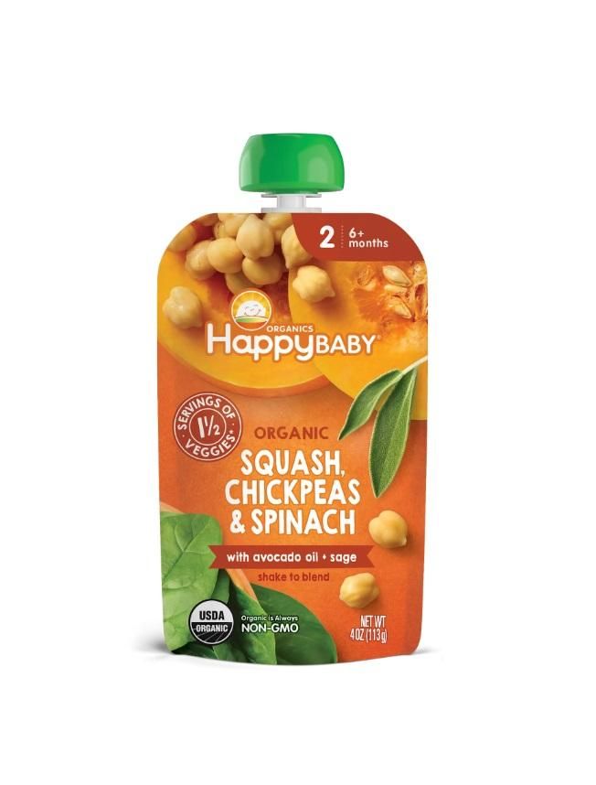 Happy Family Organics Savory Blend Stage 2 Squash, Chickpeas and Spinach with Avocado Oil and Sage - 113g