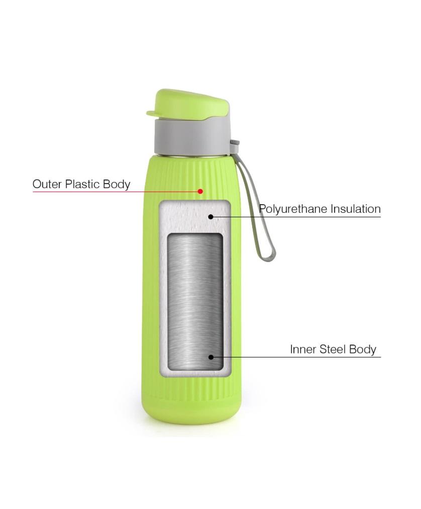Cello Puro Steel X Volvo Water Bottle, Green - 600 ml