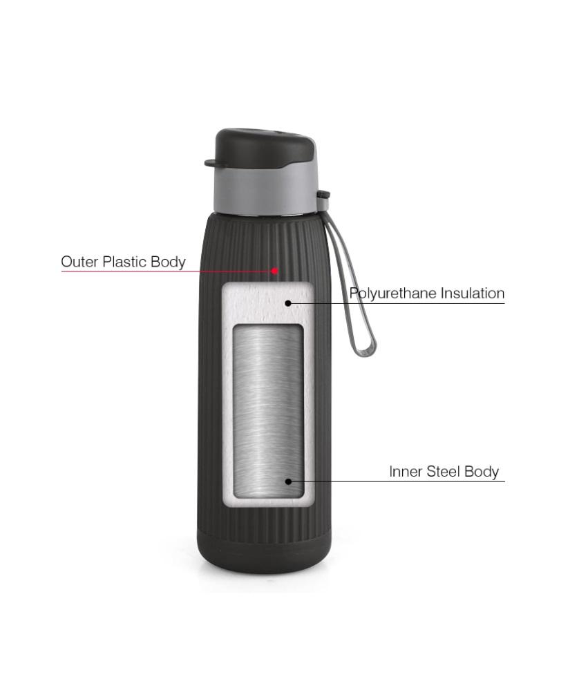 Cello Puro Steel X Volvo Water Bottle, Black - 600 ml