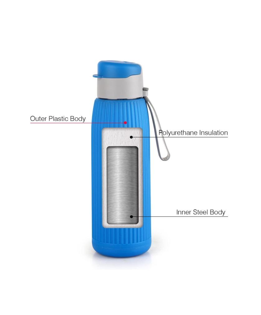Cello Puro Steel X Volvo Water Bottle, Blue - 600 ml