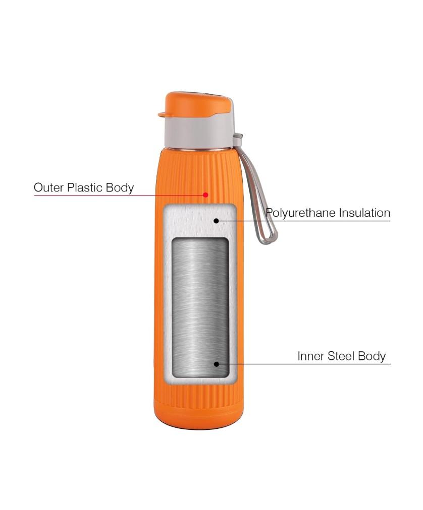 Cello Puro Steel X Volvo Water Bottle, Orange - 600 ml