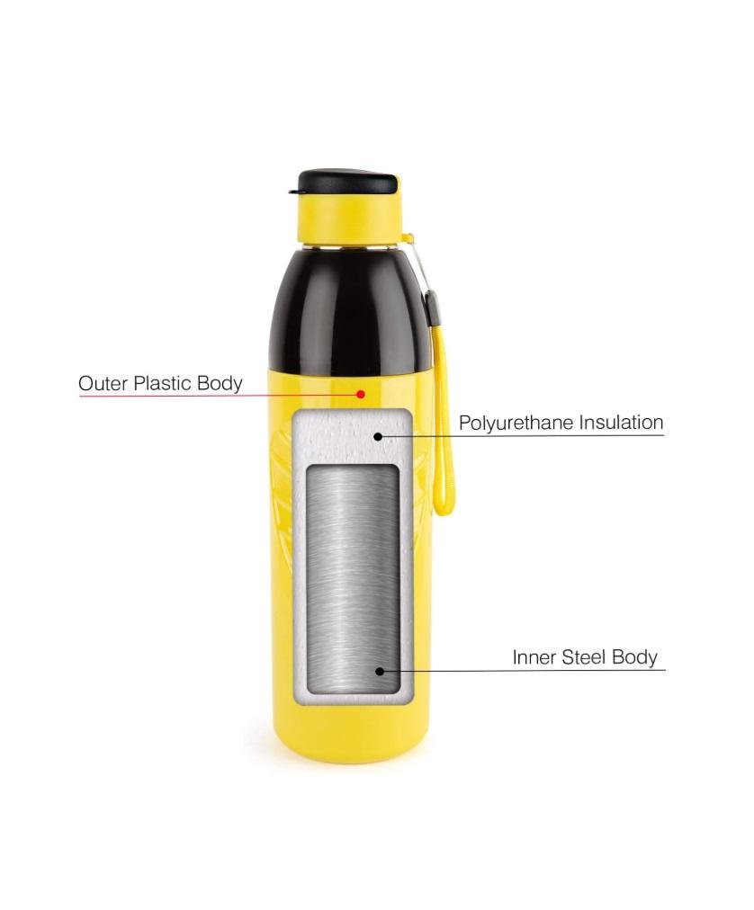 Cello Puro Steel X Zen Water Bottle, Yellow - 600 ml