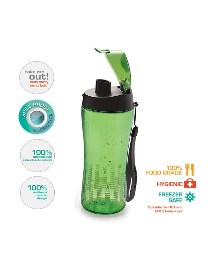 Cello Sprinter Polycarbonate Sports Bottle, Green - 700 ml