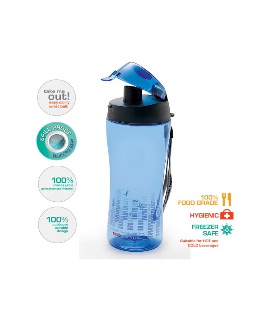 Cello Sprinter Polycarbonate Sports Bottle, Blue - 700 ml