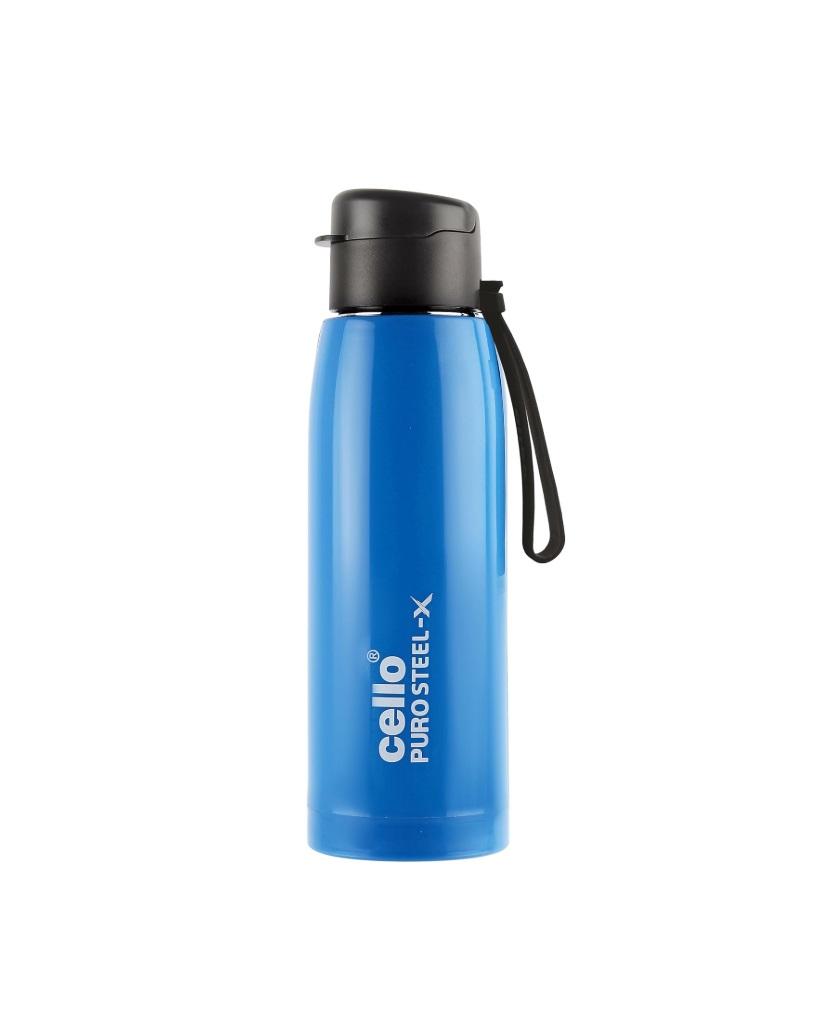 Cello Puro Steel X Cooper Water Bottle, Blue - 600 ml