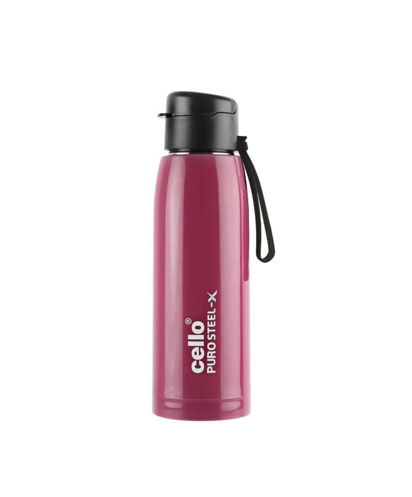 Cello Puro Steel X Cooper Water Bottle, Pink - 600 ml