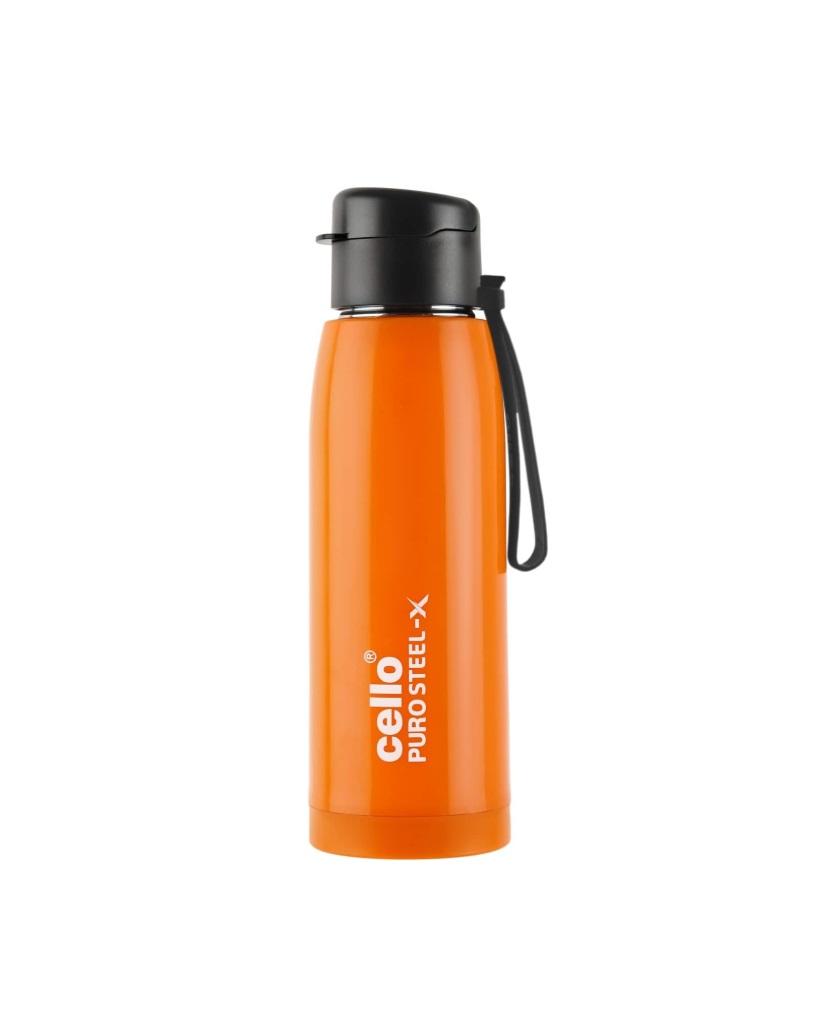 Cello Puro Steel X Cooper Water Bottle, Orange - 600 ml