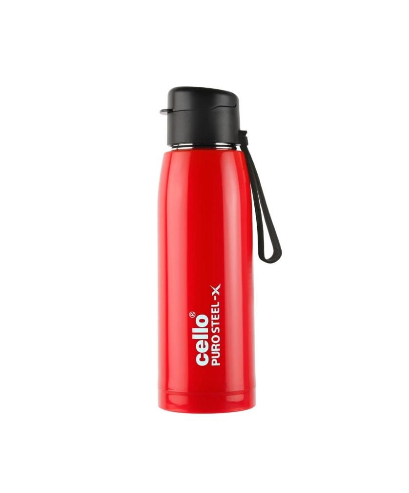 Cello Puro Steel X Cooper Water Bottle, Red - 600 ml