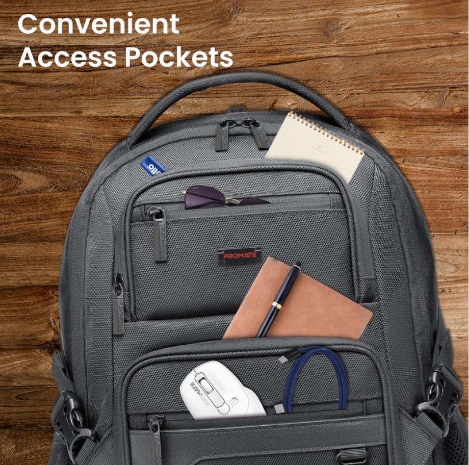 Promate ElitePack-Lite, SecureStorage Backpack for 15.6” Laptops