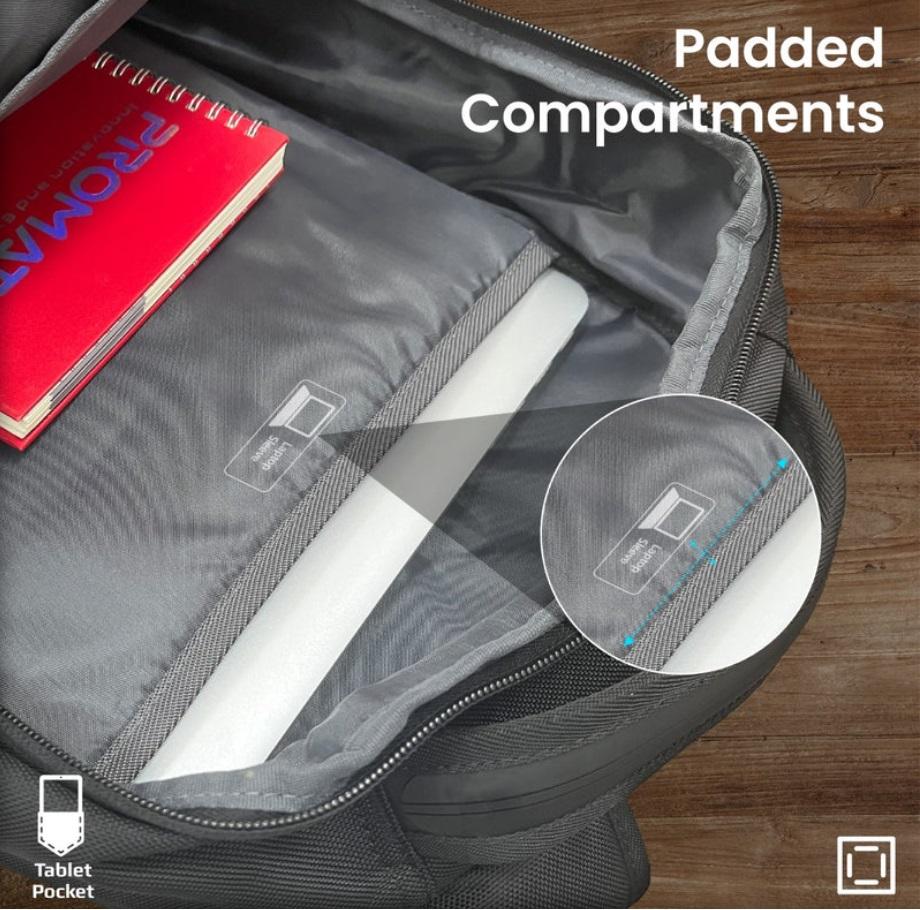 Promate ElitePack-Lite, SecureStorage Backpack for 15.6” Laptops