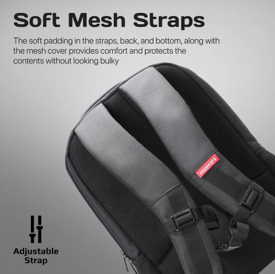 Promate Satchel-BP, SleekComfort 15.6" Laptop Backpack, Black