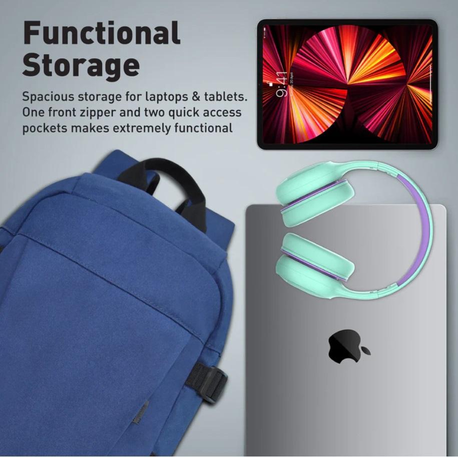 Promate Birger, ComfortStyle 15.6" Laptop Backpack, Blue