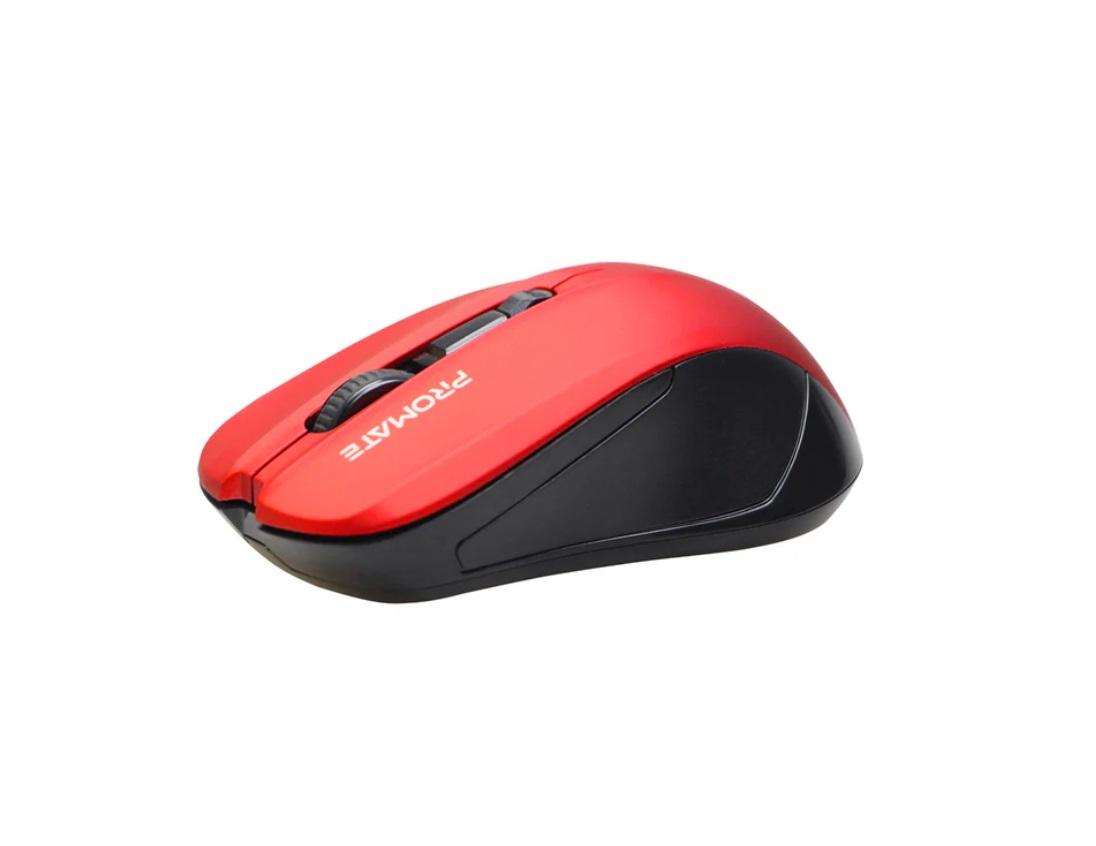 Promate Contour, Comfort Performance Wireless Ergonomic Mouse, Red