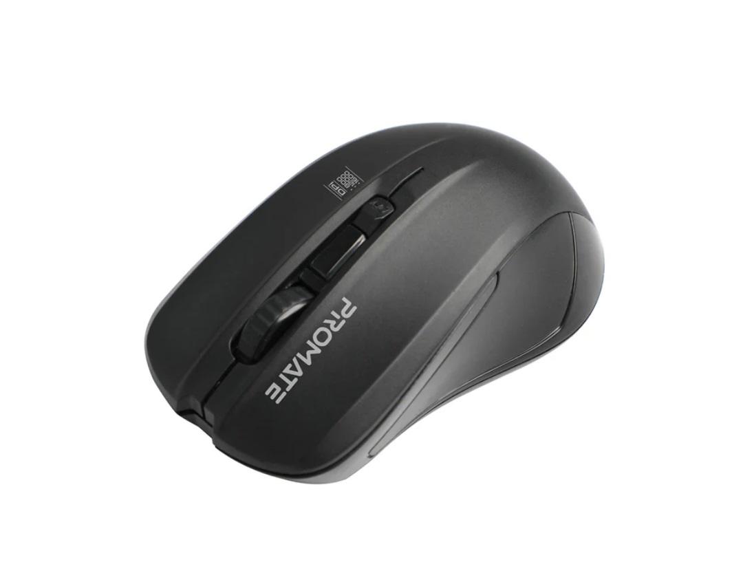 Promate Contour, Comfort Performance Wireless Ergonomic Mouse, Black