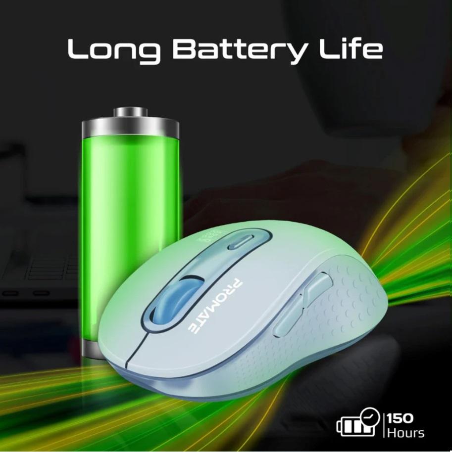 Promate Ken, Dual Mode Wireless Optical Mouse with BT & RF Connectivity, Blue