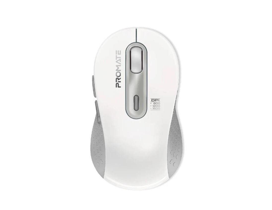 Promate Ken, Dual Mode Wireless Optical Mouse with BT & RF Connectivity, White