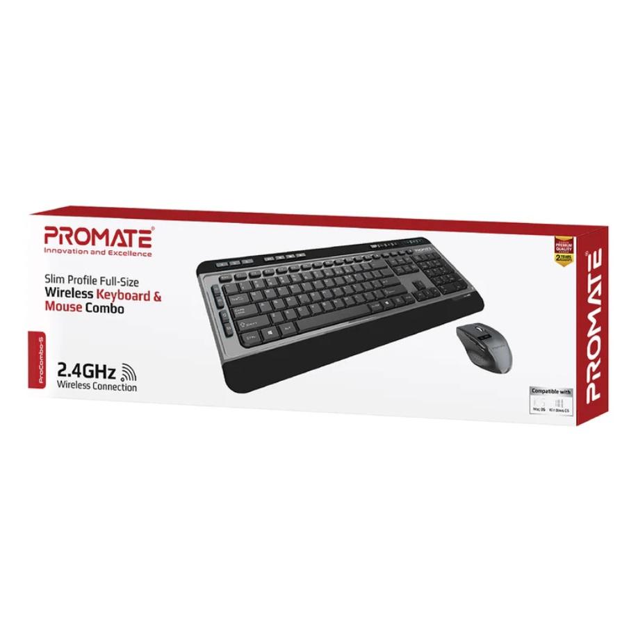 Promate ProCombo-9, Sleek Wireless Multimedia Keyboard & Mouse Combo