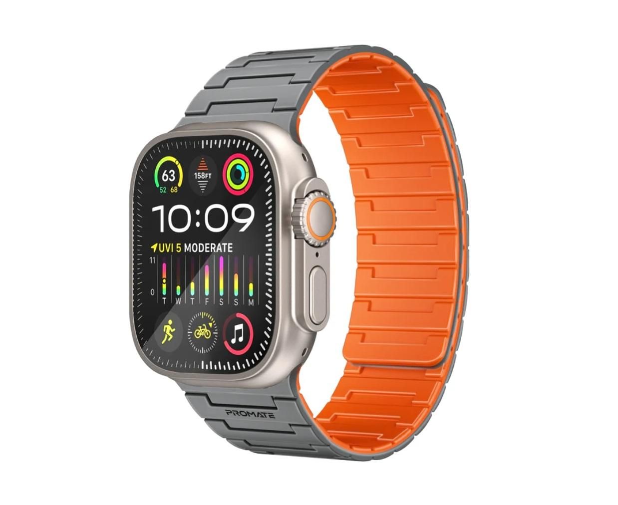 Promate MagBand-MS, Premium Magnetic Silicone Watch Band, Grey