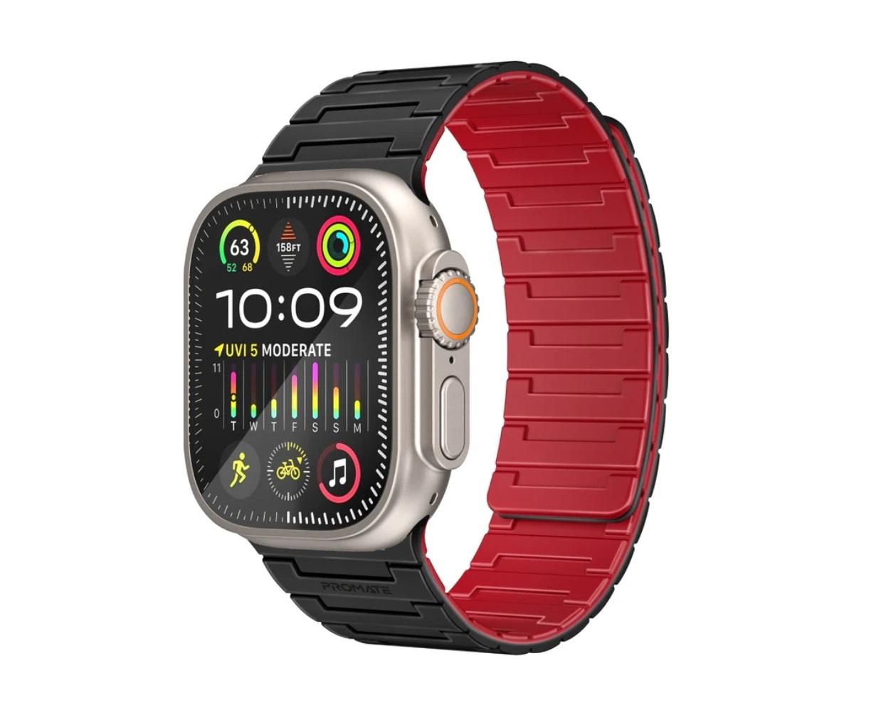 Promate MagBand-MS, Premium Magnetic Silicone Watch Band, Black