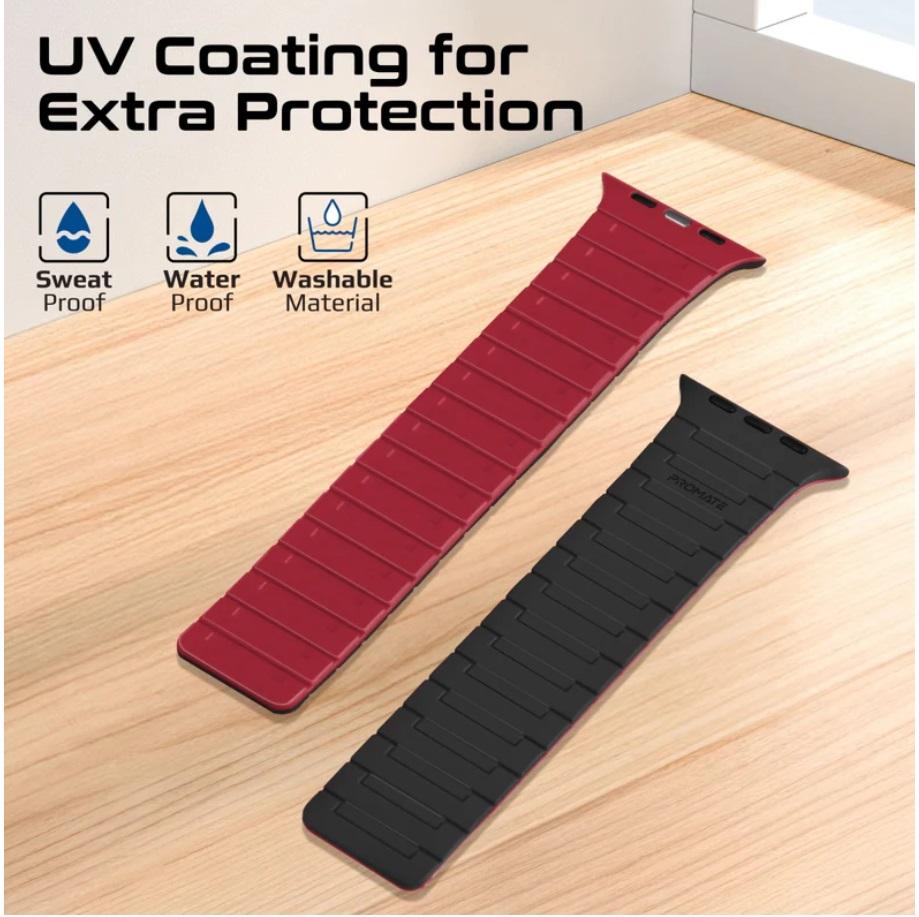 Promate MagBand-MS, Premium Magnetic Silicone Watch Band, Black