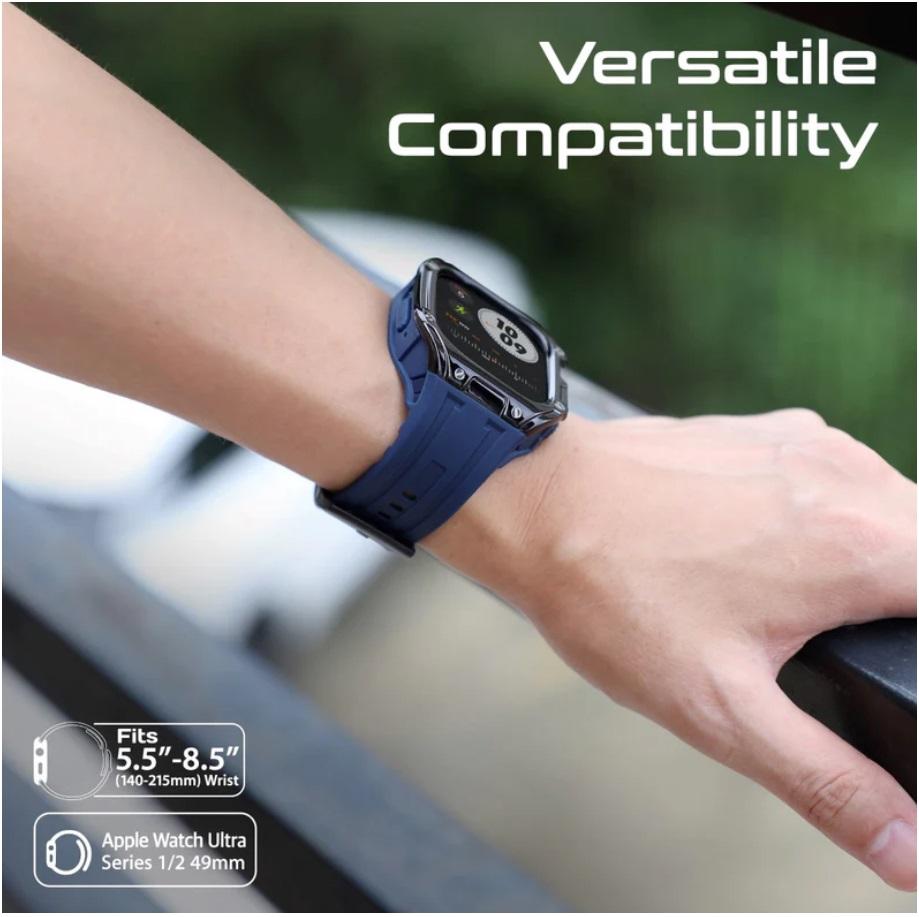 Promate CaseBand, Durable Protection Watch Case with TPU Watch Band, Blue