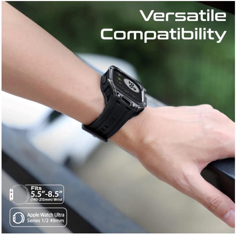 Promate CaseBand, Durable Protection Watch Case with TPU Watch Band, Black