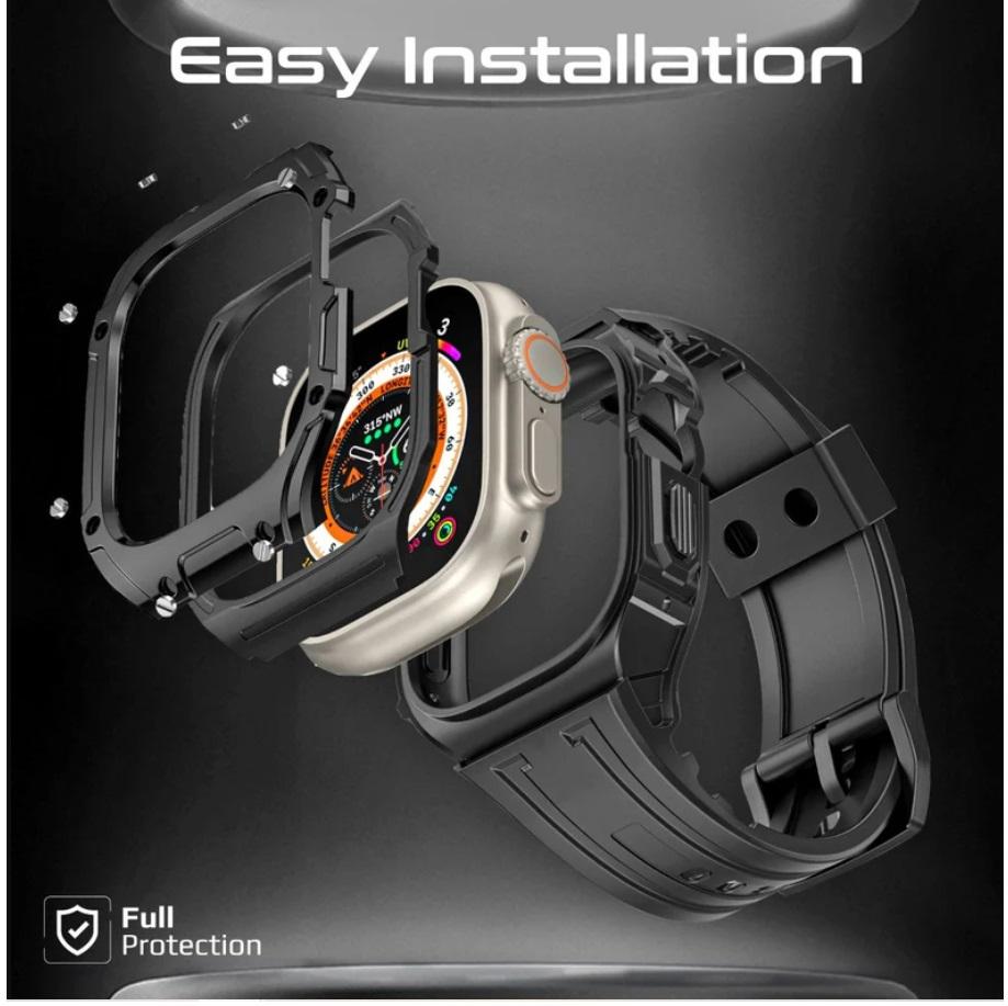 Promate CaseBand, Durable Protection Watch Case with TPU Watch Band, Black